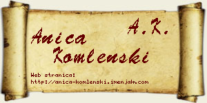 Anica Komlenski vizit kartica
